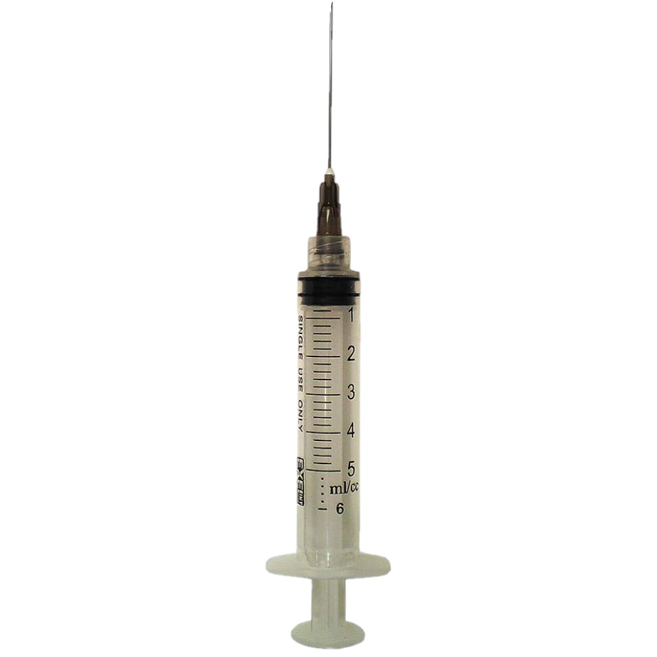 Syringe 5-6cc with Hypodermic Needle ExelInt® 22G x 1 1/4 Inch Luer Lock Tip Latex Free Sterile (100/BX 8BX/CS) by Exel Corporation  ID 26219